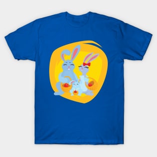 Bunny family holding baskets T-Shirt